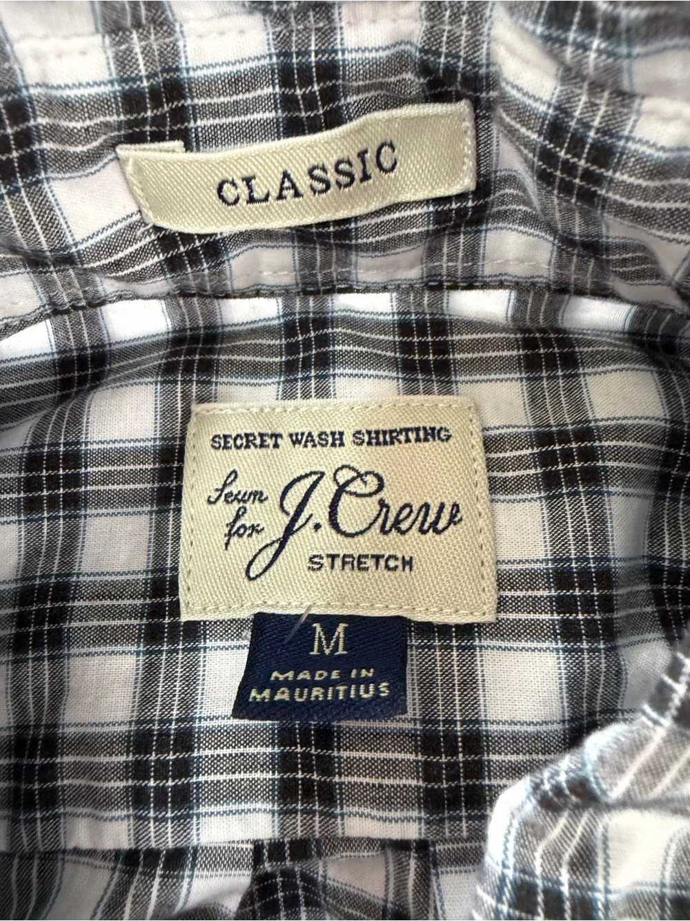 J. Crew Black and White Gingham Button-Down Shirt
